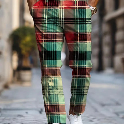 Men Vintage Checkered 3D Business Casual Pants