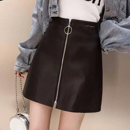 Mini Skirt Women Circular Zip Short Leather Skirt - Mini Skirt - Adogirl - Mad Fly Essentials
