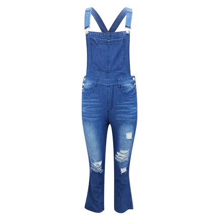 Women Ripped Slim-Fit Ripped Denim Jumpsuits - Women's Shop Mad Fly Essentials