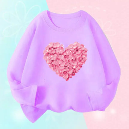 Hoodies Girls Long Heart Kids Graphic Tee Tops - Hoodies - Lolocee - Mad Fly Essentials