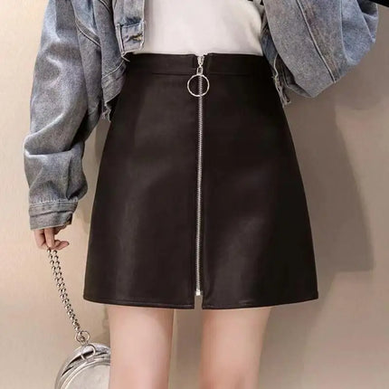 Mini Skirt Women Circular Zip Short Leather Skirt - Mini Skirt - Adogirl - Mad Fly Essentials