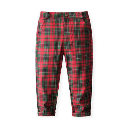Boys 4pc Gentleman Plaid Vest-Pants-Top Clothing Set