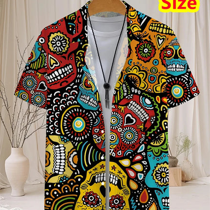 Hawaiian Shirt Men Cool Skull Graphic Tee - Hawaiian Shirt - Metaphor - Mad Fly Essentials