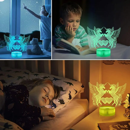 LED Night Light Double Horse-Unicorn 3D Night Light - LED Night Light - TDRSHINE - Mad Fly Essentials