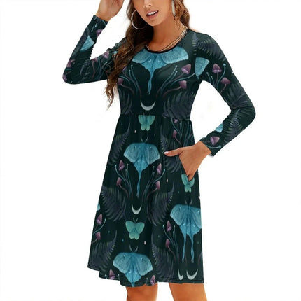 Women Plus Emerald Moon Phase Mini Dress