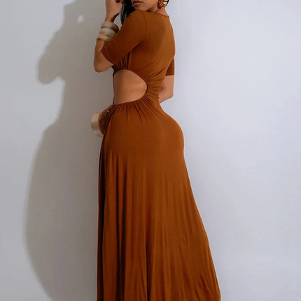Party Dress Women Solid Asymmetrical Maxi Dress - Nice-Forever - Party Dress - Mad Fly Essentials