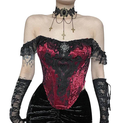 Women Gothic Lace Crop Top Victorian Corset - Mad Fly Essentials