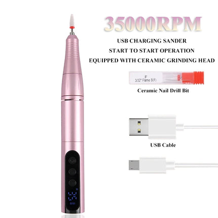 Nail Essentials 35k RPM Rechargeable Portable USB Nail Drill Machine - Nail Essentials - Maange - Mad Fly Essentials