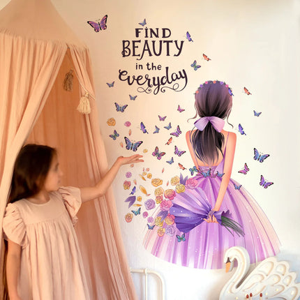 English Girl 2pc Butterfly 3D Wall Stickers