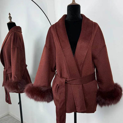 Tumilkets Fox Fur Woolen Women's Overcoat 2025 Outerwear - Mad Fly Essentials