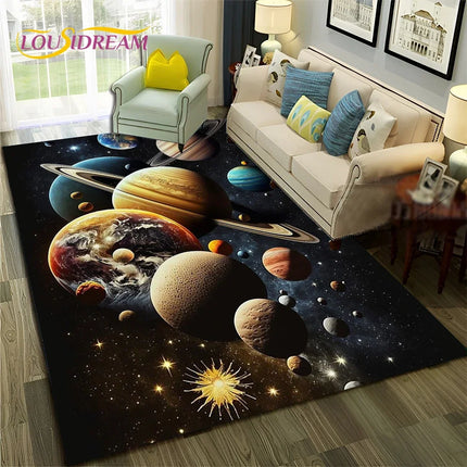 Area Rug Kids Room 3D Universe Galaxy Living Rug - Area Rug - Lousidream - Mad Fly Essentials