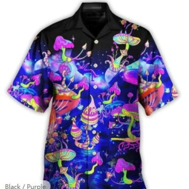 Men 3D Mushroom Fashion Hawaiian Lapel Shirts