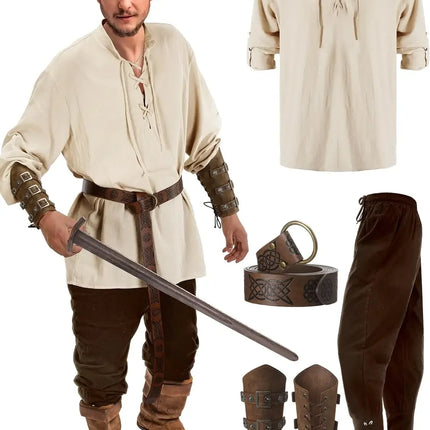 Costume Men Medieval Viking Top Pants Pirate Outfit - Costume - Costumes Plus - Mad Fly Essentials