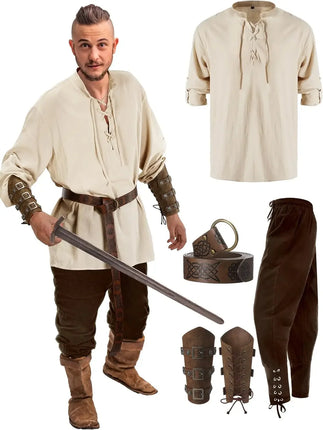 Costume Men Medieval Viking Top Pants Pirate Outfit - Costume - Costumes Plus - Mad Fly Essentials
