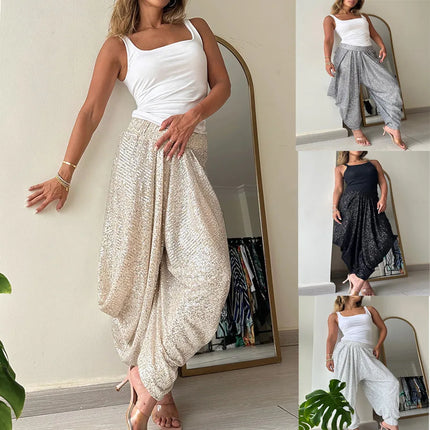 Harem Pants Women Sequin Drop Crotch Fashion Pants - Harem Pants - Eliza - Mad Fly Essentials