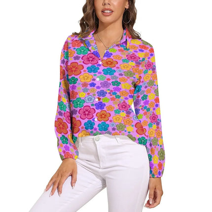 Shirt Women Flower Power Casual 3D 70s Blouse - Shirt - LazySorry - Mad Fly Essentials
