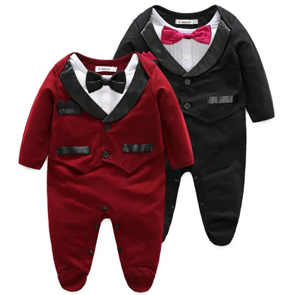 Baby Boys Bowtie Gentleman Suit Rompers - Kids Shop Mad Fly Essentials