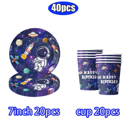 Party Essentials Space Astronaut Tableware Kid Birthday Decor Supply - Party Essentials - LISM - Mad Fly Essentials 