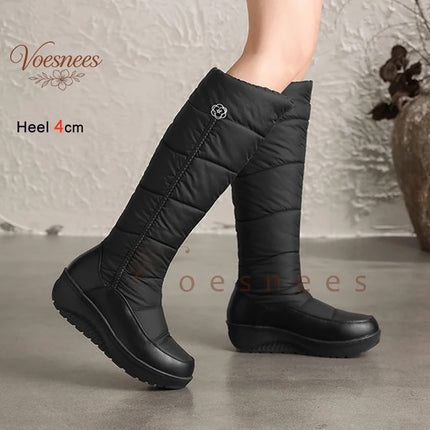 Boots Women White Black Wedge Heel Camellia Down Footwear - Boots - Akexiya - Mad Fly Essentials
