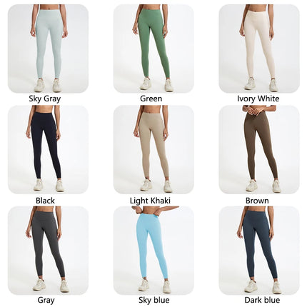 Grid of leggings in various colors with models wearing them.

