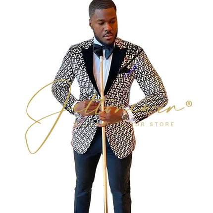 Blazer Men Golden Black Business Casual Jacket - Blazer - Top Nation - Mad Fly Essentials