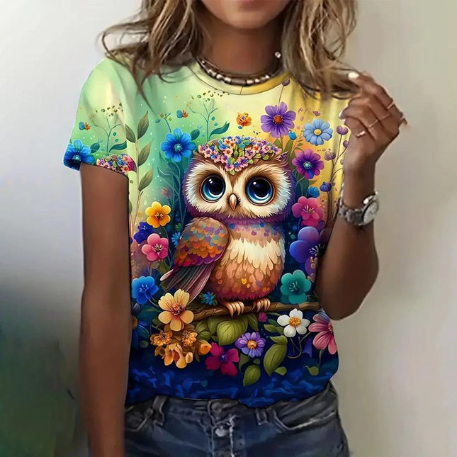 Women Fashion Trendy Owl Graphic Shirts