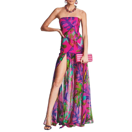 Women Summer Tropical Tube Cocktail Dress