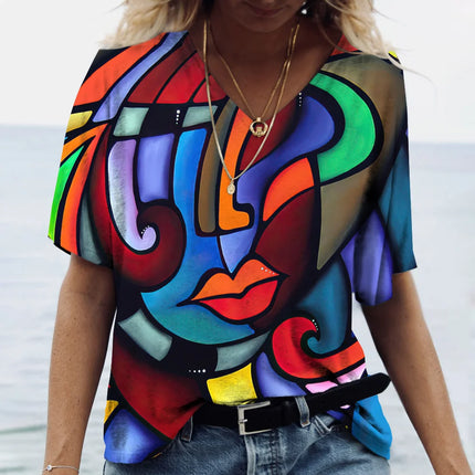 Women Abstract Art Loose 3D Graphic T-Shirts
