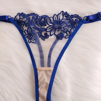 Women Cobalt Bra Underwear Thong Set