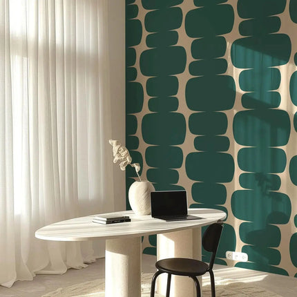 3D Wallpaper Retro Vibes Peel Stick Green Geometric Wall Mural - 3D Wallpaper - Diantu - Mad Fly Essentials