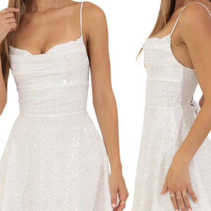 A-Line Dress Women 90s Lace Sequin Mini Party Dress - A-Line Dress - AllNeon - Mad Fly Essentials
