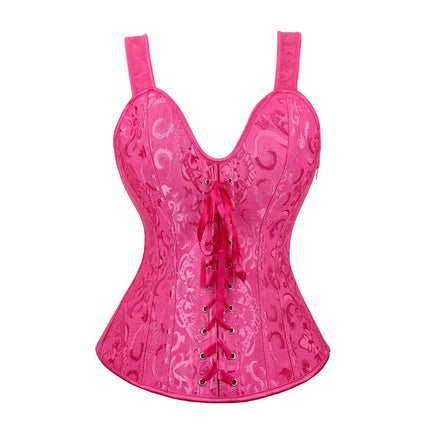 Corset Women Strap Polka Jacquard Gothic Bustier - Corset - Elsvios - Mad Fly Essentials