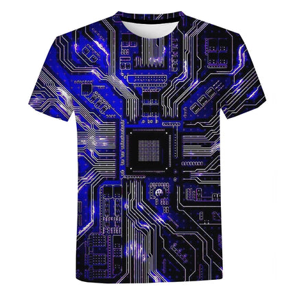 Men 3D Electronic Chip CPU Casual Shirts