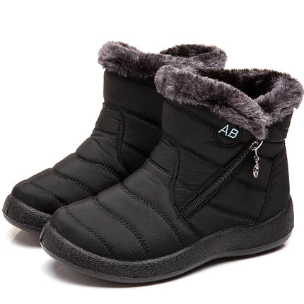 Boots Women Waterproof Round Toe Zip Ankle Footwear - Boots - Hajink - Mad Fly Essentials