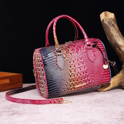 Handbag Women Crocodile Embossed Boston Satchel Bag - Handbag - Miescher Kora - Mad Fly Essentials