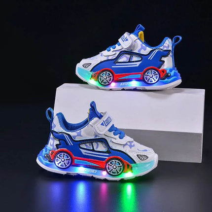 Boy Girl New Fashion Anti-Slip Cartoon Car Kids LED Shoes - Mad Fly Essentials