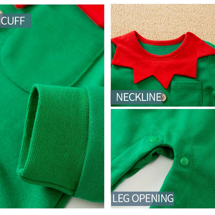 Baby Boys Christmas Green Elf Jumpsuit