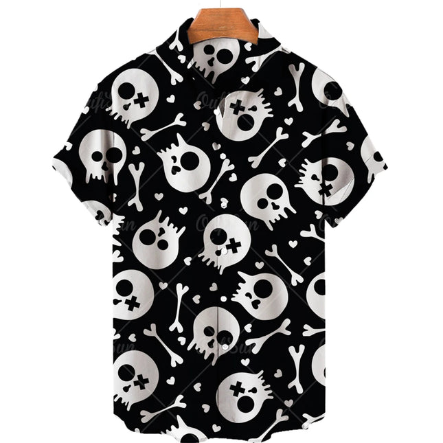 Men Fashion 2024 Summer Casual Skull Shirts
