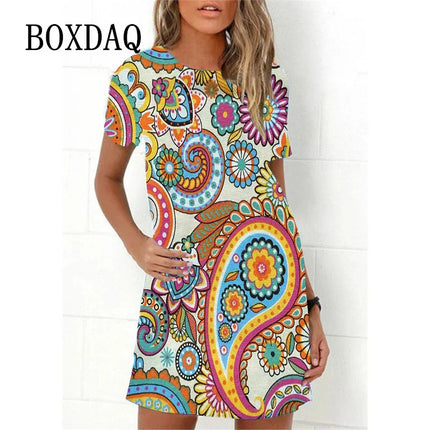 Mini Dress Women 3D Graffiti Cat Peacock Animal Dress - Mini Dress - Boxdaq - Mad Fly Essentials