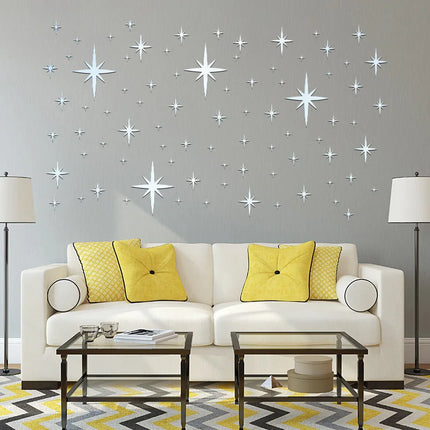 Home Decor 82PCS Star Mosaic Mirror Sticker Wall Decals - Home Decor - Zooyoo - Mad Fly Essentials