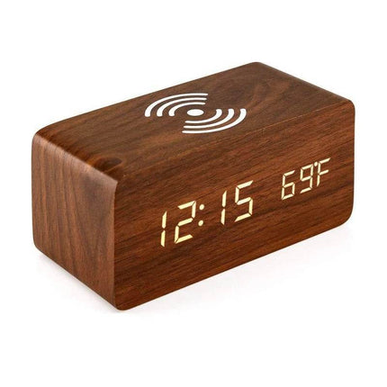 Voice Control Wooden Digital Alarm Clock - Mad Fly Essentials