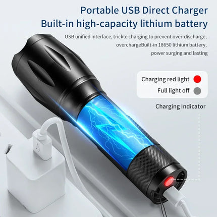 LED Flashlight Waterproof Tactical USB Flashlight - LED Flashlight - Superfire - Mad Fly Essentials