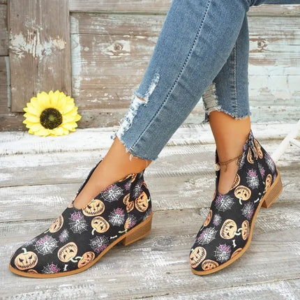 Women Floral Christmas Holiday Ankle Boots - Women's Shop Mad Fly Essentials