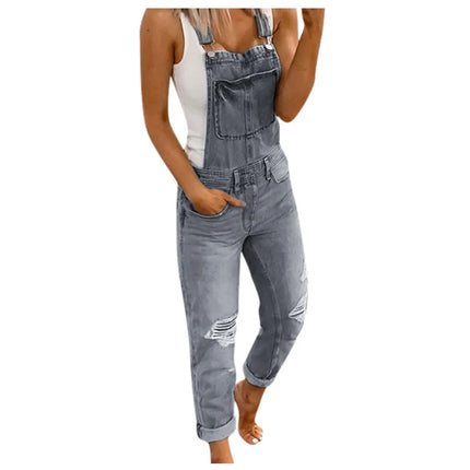 Women Ripped Slim-Fit Ripped Denim Jumpsuits - Women's Shop Mad Fly Essentials