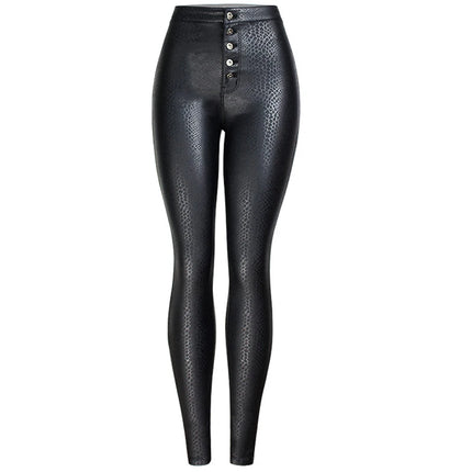Cargo Pants Women Fashion Red Black Leather Casual Pants - Cargo Pants - Yaerni - Mad Fly Essentials