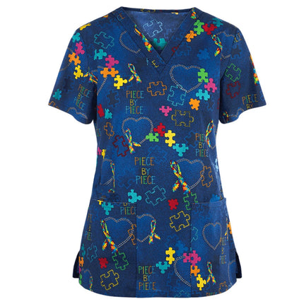 Nursing Scrub Women V-Neck Hearts Pet Spa Scrub - Nursing Scrub - Animal Unicorn - Mad Fly Essentials
