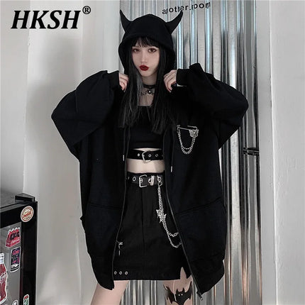 Hoodies Women Gothic Punk Black Long Hoodies - Hoodies - Youre My Secret - Mad Fly Essentials