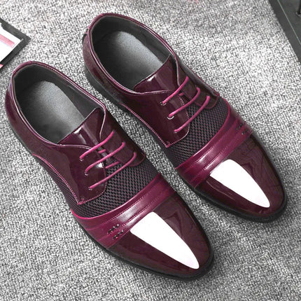 Men Leather Lace Wedding Party Loafers