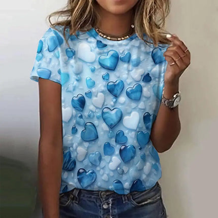 Shirt Women 3D Love Hearts Short Tops - Shirt - PMRUN - Mad Fly Essentials
