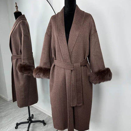 Tumilkets Fox Fur Woolen Women's Overcoat 2025 Outerwear - Mad Fly Essentials